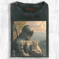 AQCHIC KNIGHT AND CAT Unisex Graphic Heavyweight Cotton Shirt