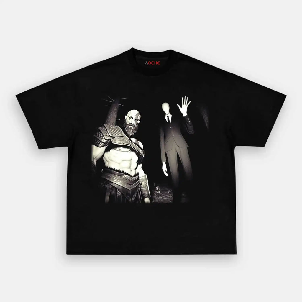 AQCHIC Kratos & Slender Man Unisex Graphic Heavyweight Cotton Shirt