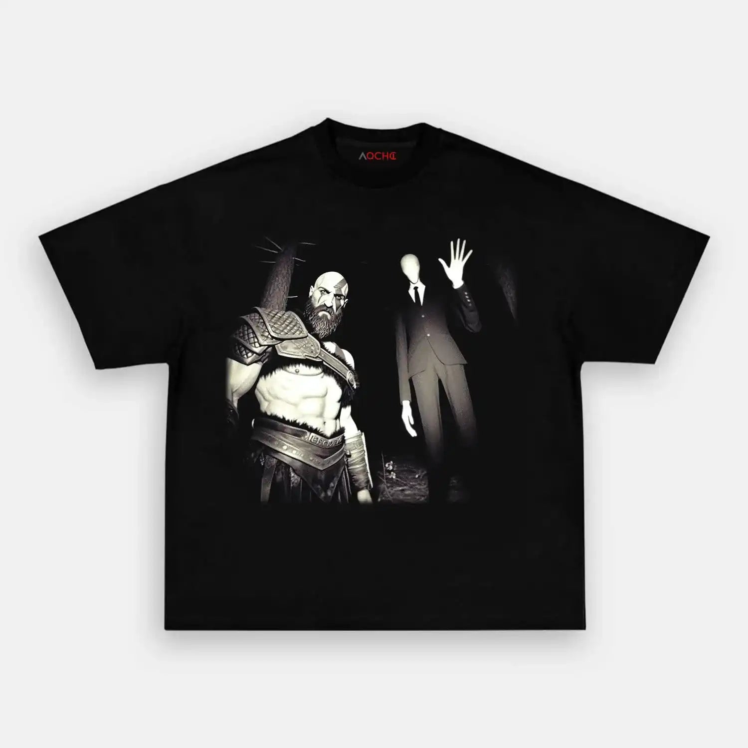 AQCHIC Kratos & Slender Man Unisex Graphic Heavyweight Cotton Shirt