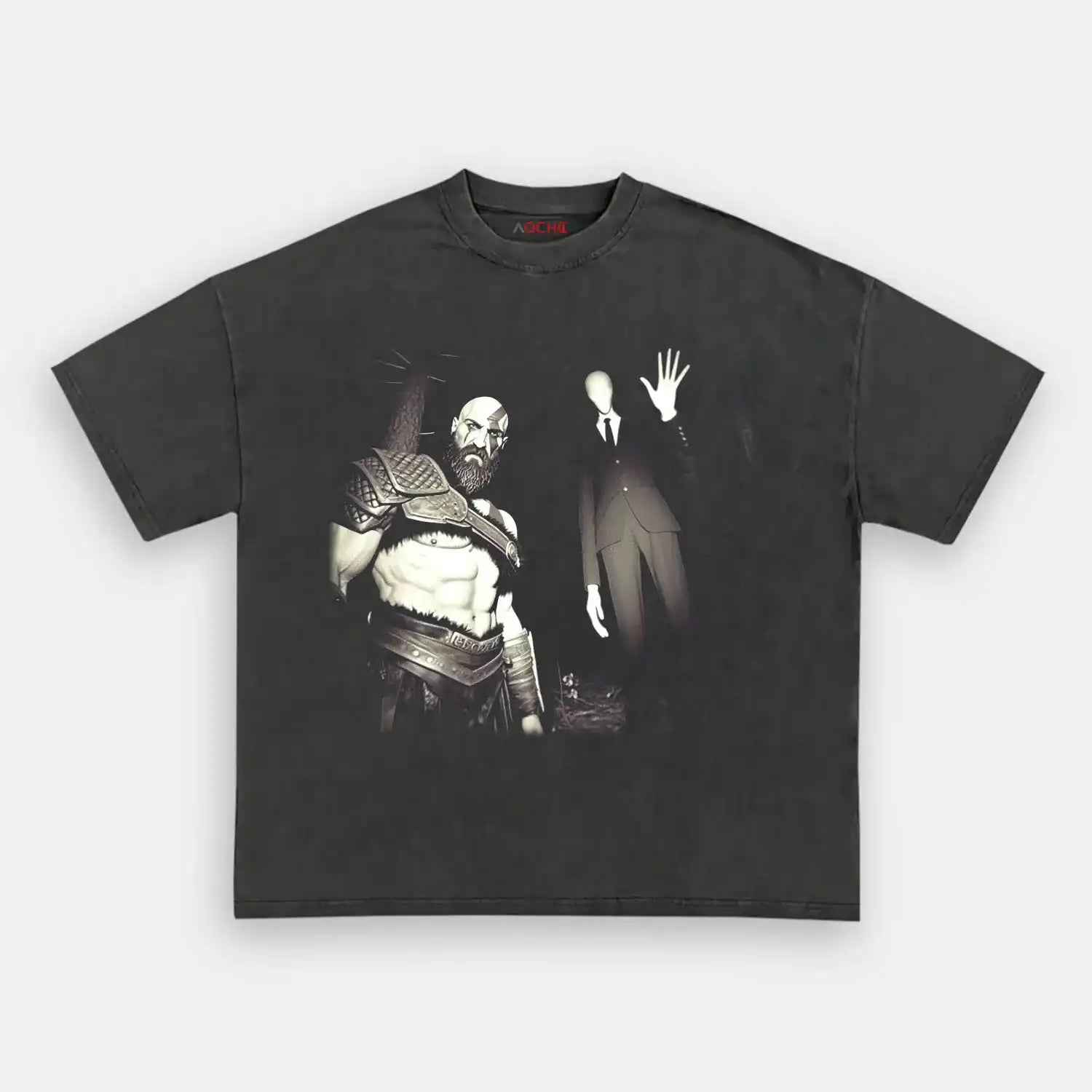 AQCHIC Kratos & Slender Man Unisex Graphic Heavyweight Cotton Shirt