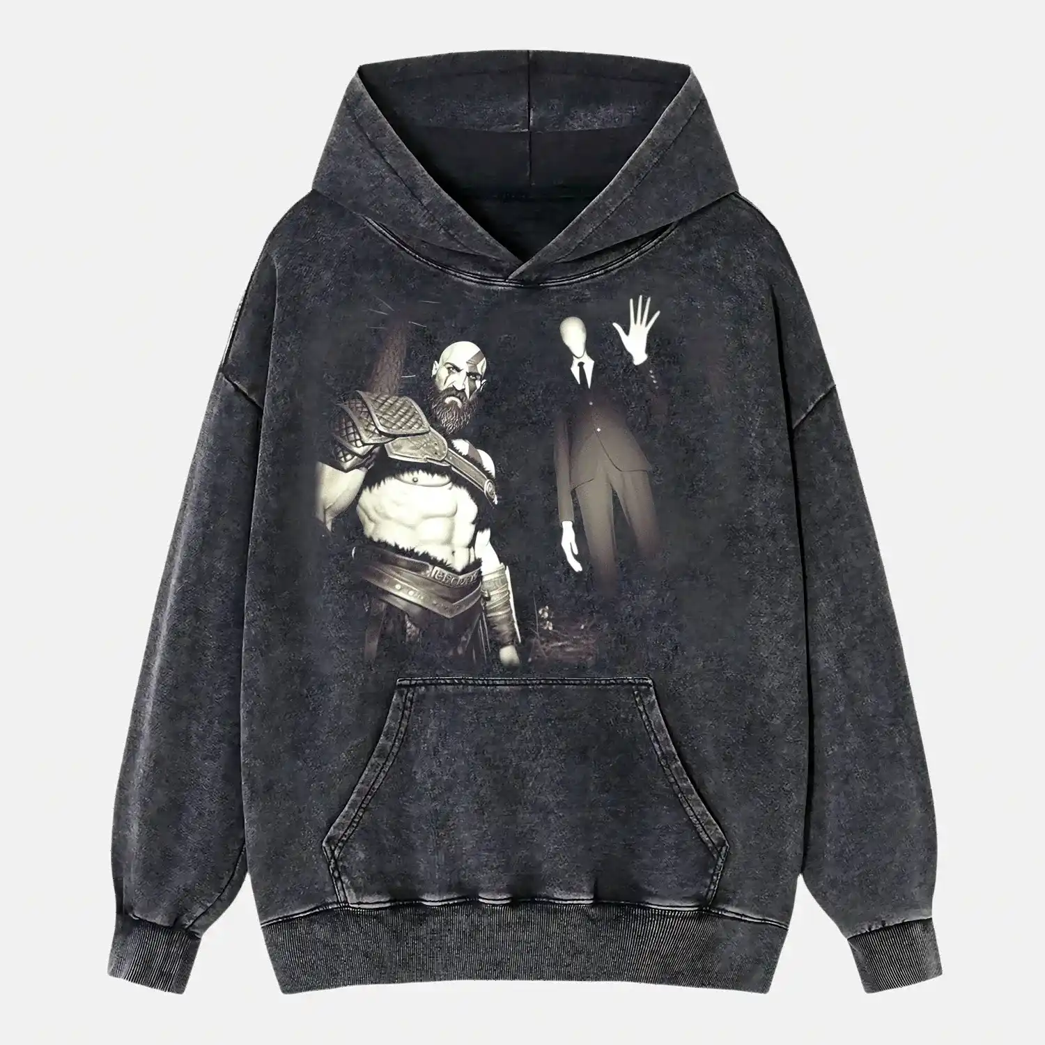AQCHIC Kratos & Slender Man Unisex Graphic Heavyweight Cotton Shirt