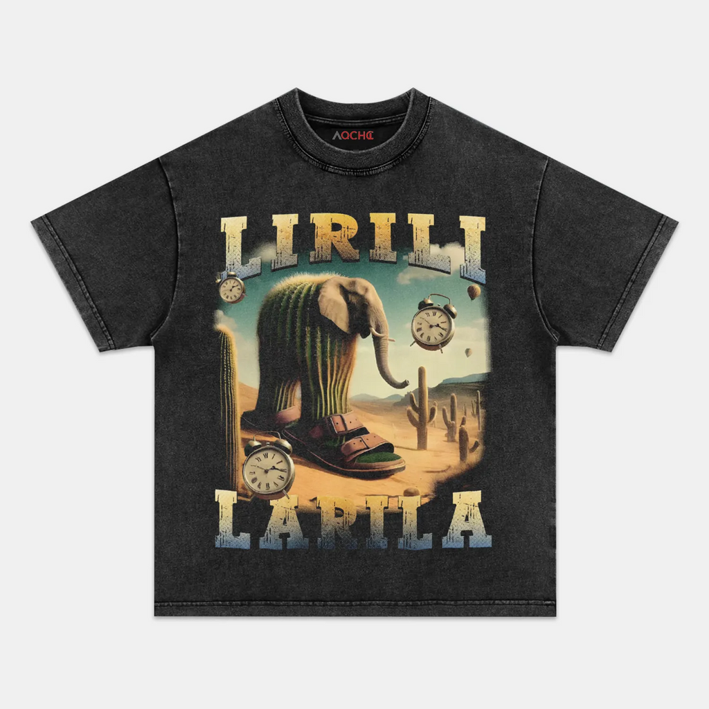 AQCHIC Lirili Larila Funny Unisex Graphic Heavyweight Cotton Shirt