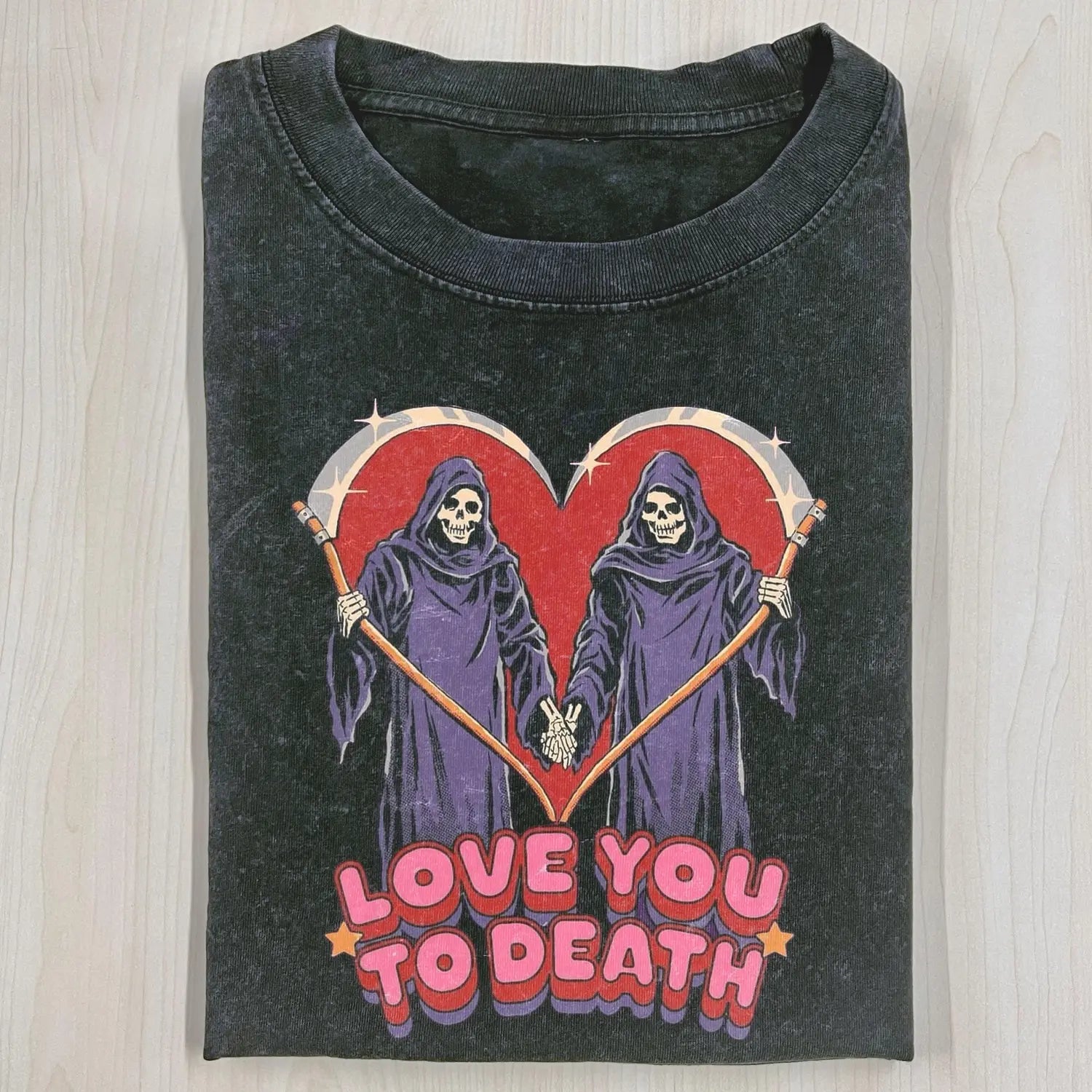 AQCHIC LOVE YOU TO DEATH Unisex Graphic Heavyweight Cotton Shirt