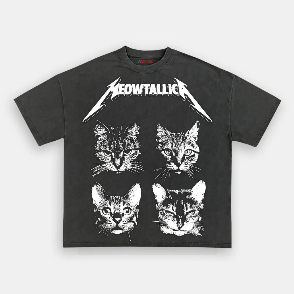 AQCHIC METAPHIZICA FOUR CAT HEAD Unisex Graphic Heavyweight Cotton Shirt