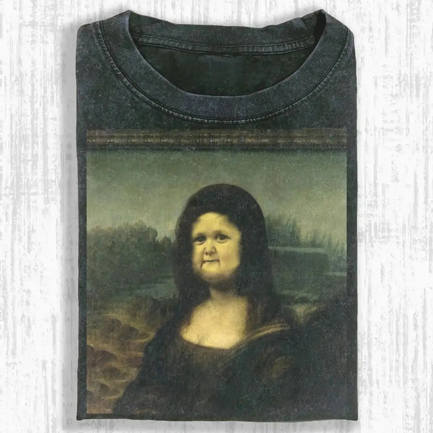 AQCHIC MONA LISA VINTAGE Unisex Graphic Heavyweight Cotton Shirt