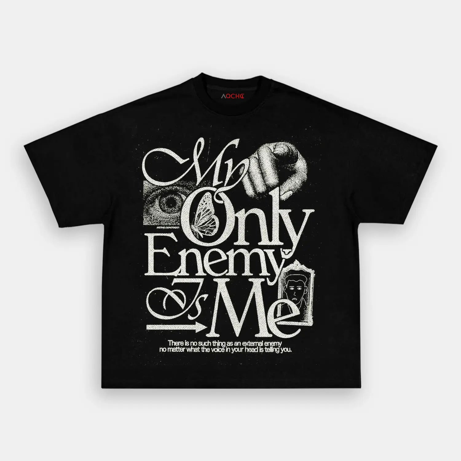 AQCHIC My Only Enemy Me Unisex Graphic Heavyweight Cotton Shirt