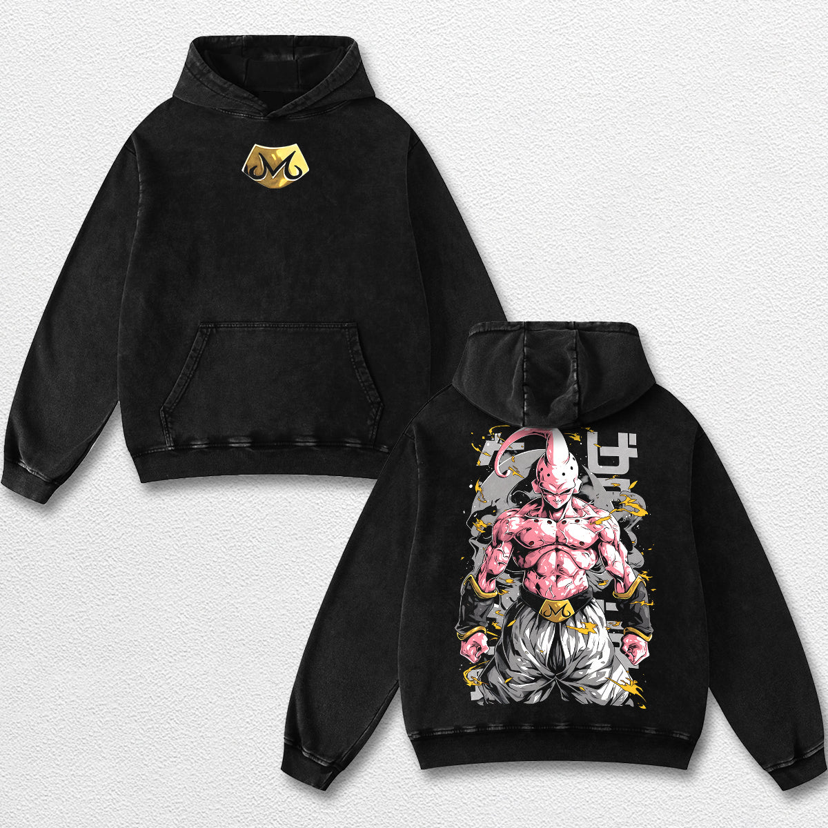 Retro Super Majin Buu - Dragon Ball Z Oversize Lightweight Acid Washed Hoodie Sweatshirt Tee, Anime Graph – image 2