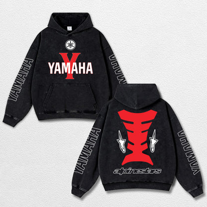 Retro Alpinestars Yamaha Racing Washed Hoodie MotoGP World Champion Enthusiast Apparel Streetwear Racing  – image 1