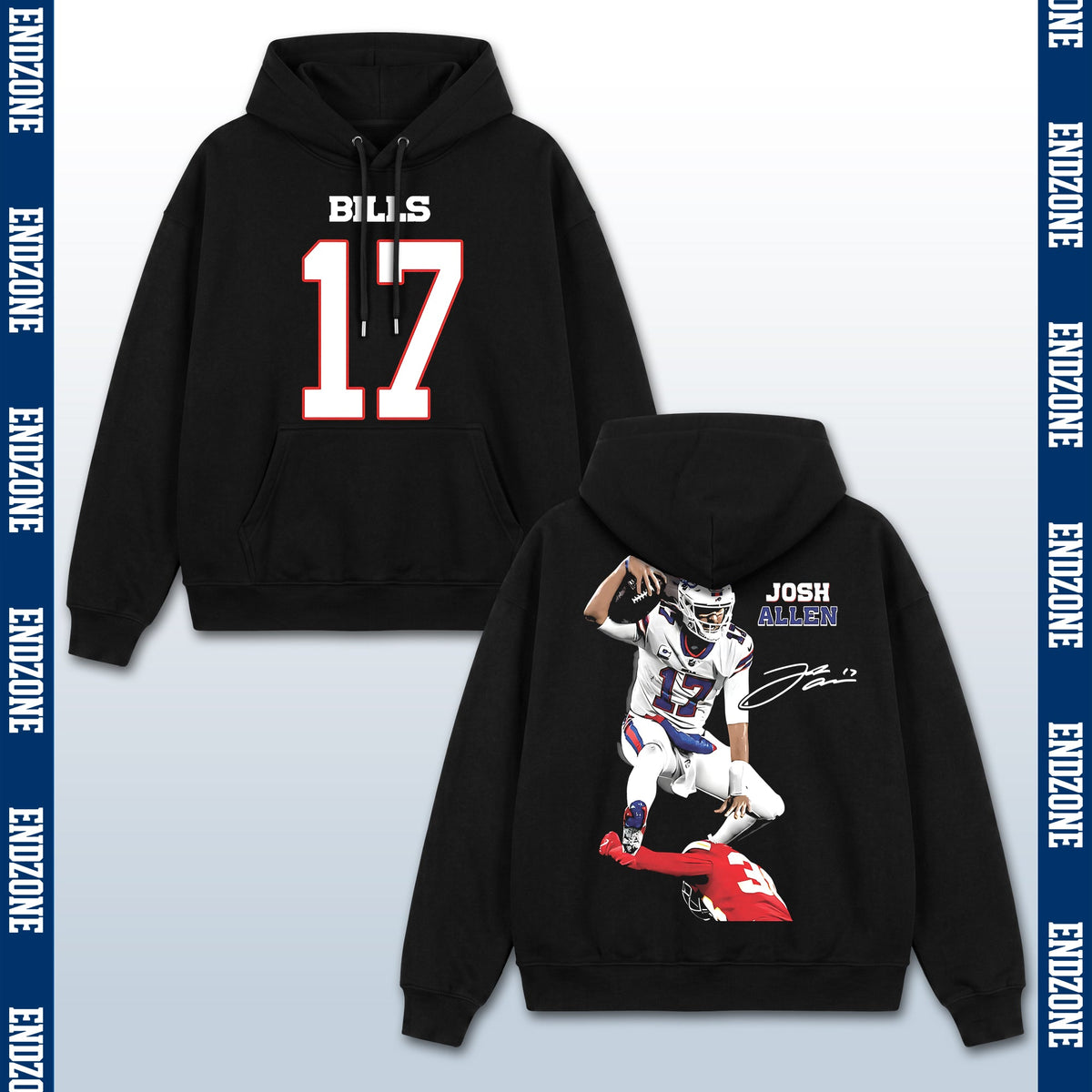Josh Allen Buffalo Bills #17 Hurdling Tackler Vintage Graphic Hoodie Sweatshirt T-Shirt, NFL Fo – Black