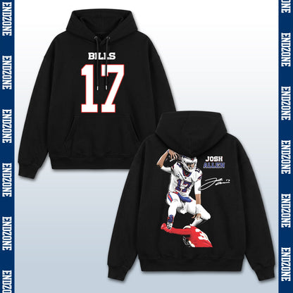 Josh Allen Buffalo Bills #17 Hurdling Tackler Vintage Graphic Hoodie Sweatshirt T-Shirt, NFL Fo – Black