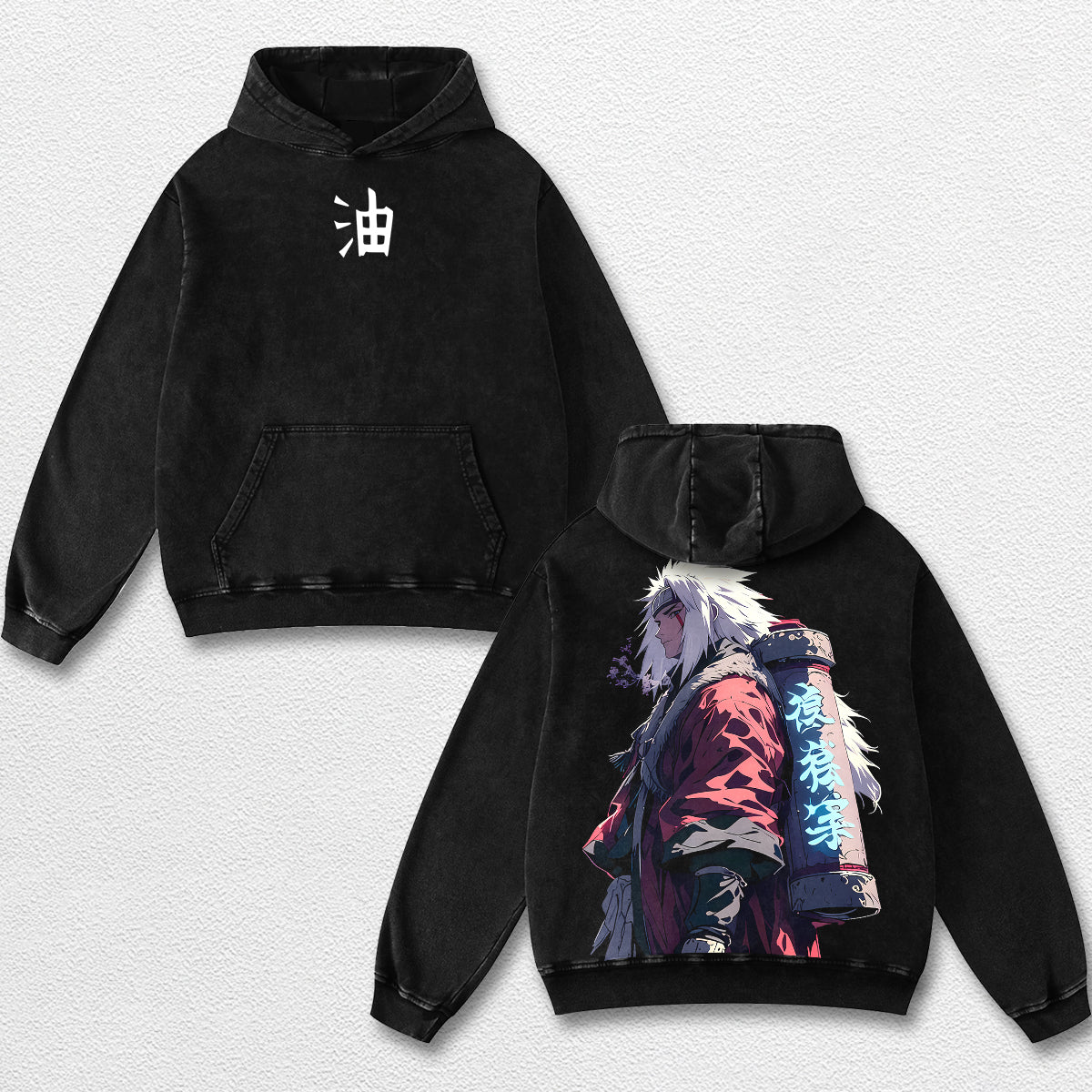 Retro Jiraiya Legendary - Naruto Oversize Lightweight Acid Washed Hoodie Sweatshirt Tee, Anime Graphic De – image 2