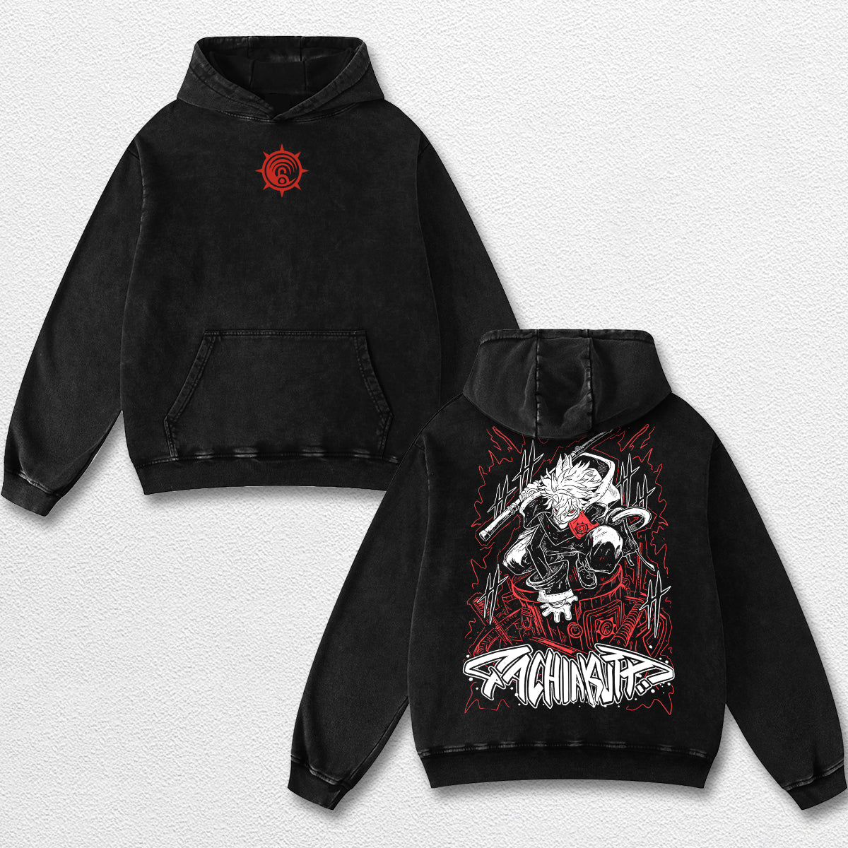 Retro Rudo - Gachiakuta Oversize Lightweight Acid Washed Hoodie Sweatshirt Tee, Anime Graphic Design Unis – image 2