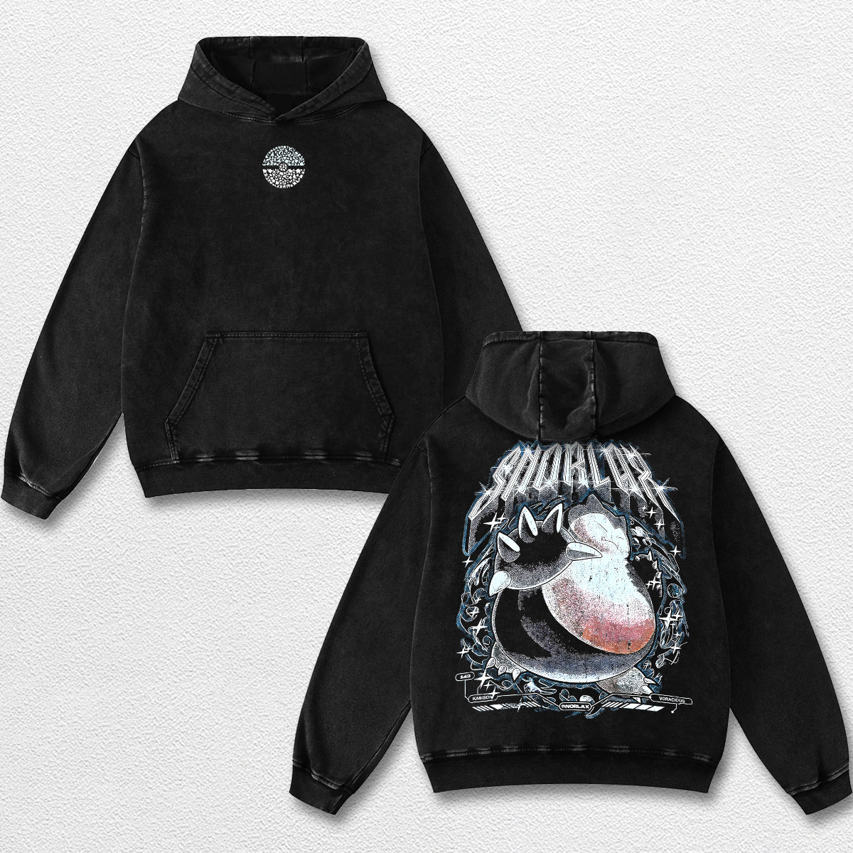 Retro Snorlax - Pokemon Oversize Lightweight Acid Washed Hoodie Sweatshirt Tee, Anime Graphic Design Unis – image 2