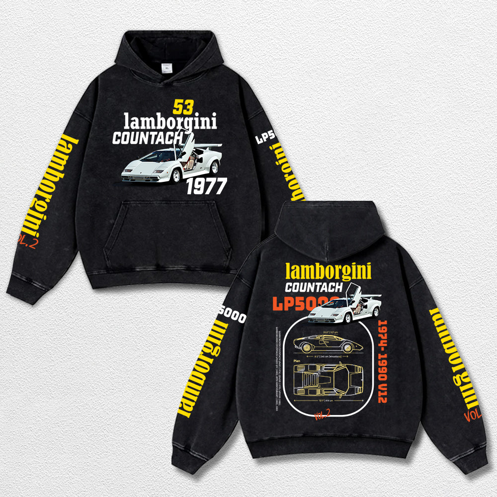 Retro Lamborgini Racing Washed Hoodie Fomula 1 World Champion Enthusiast Apparel Streetwear Racing Team S – image 1