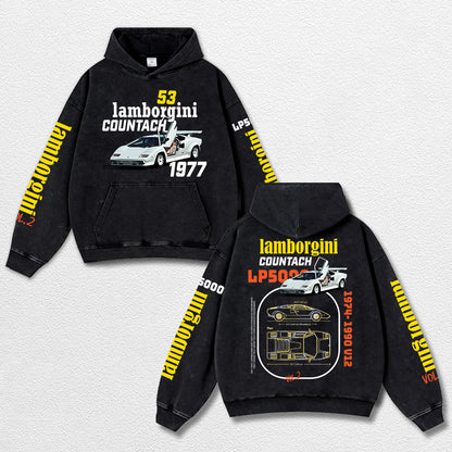 Retro Lamborgini Racing Washed Hoodie Fomula 1 World Champion Enthusiast Apparel Streetwear Racing Team S – image 1