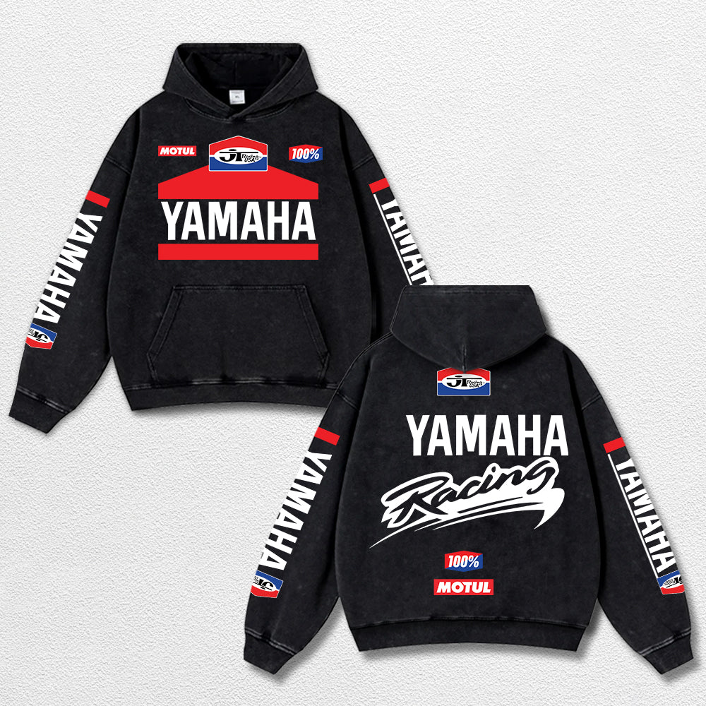 Retro JT Yamaha Racing Washed Hoodie MotoGP World Champion Enthusiast Apparel Streetwear Racing Team Supe – image 1