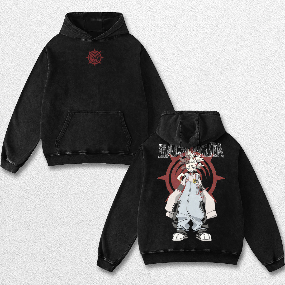Retro Dear Santa - Gachiakuta Oversize Lightweight Acid Washed Hoodie Sweatshirt Tee, Anime Graphic Desig – image 2