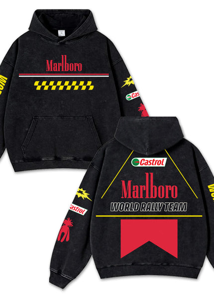 Retro Marlboro World Rally Team Racing Washed Hoodie F1 World Champion Enthusiast Apparel Streetwear Raci – image 1