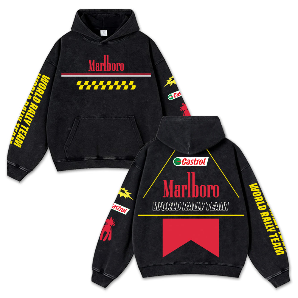 Retro Marlboro World Rally Team Racing Washed Hoodie F1 World Champion Enthusiast Apparel Streetwear Raci – image 1
