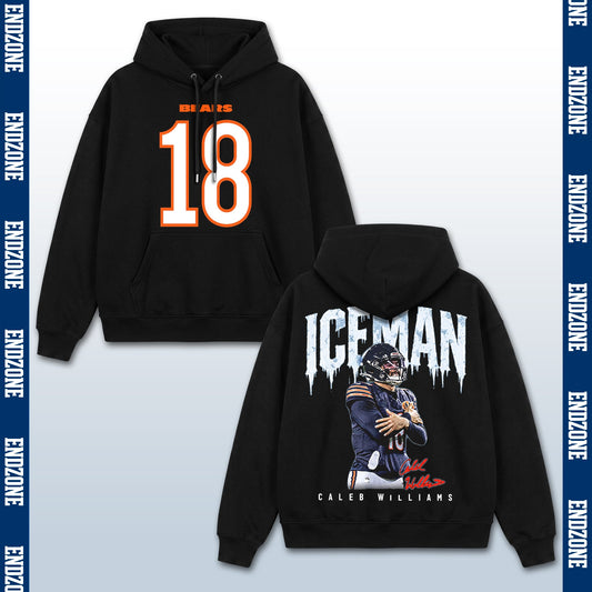 Caleb Williams Chicago Bears #18 Iceman Vintage Graphic Hoodie Sweatshirt T-Shirt, NFL Football – Black