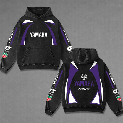 Yamaha Alphatauri Biker Hoodie Washed Vintage MotoGP Racing Streetwear, Motorcycle Graphic Hoodie Unisex, – image 1