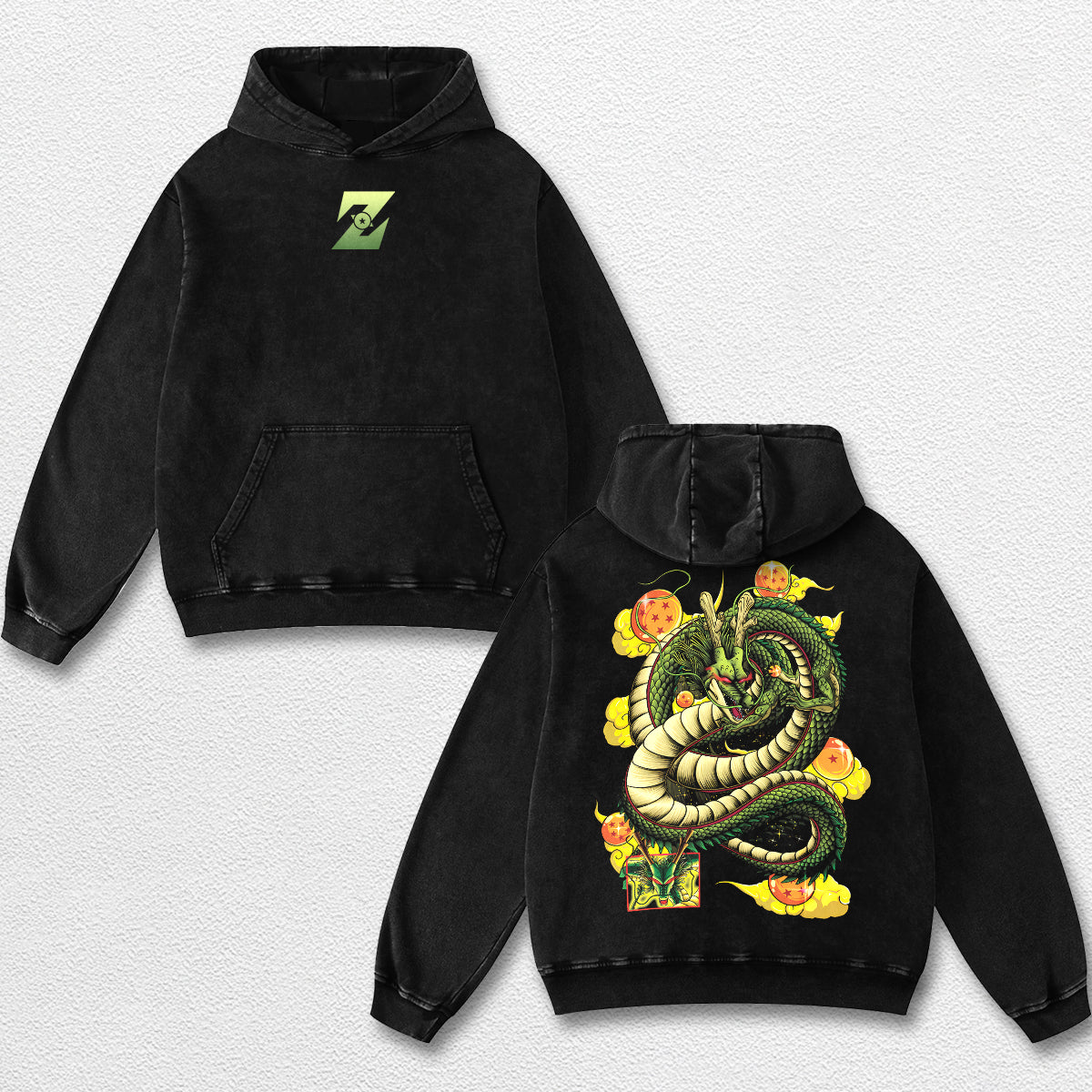 Retro Shenron - Dragon Ball Z Oversize Lightweight Acid Washed Hoodie Sweatshirt Tee, Anime Graphic Desig – image 2