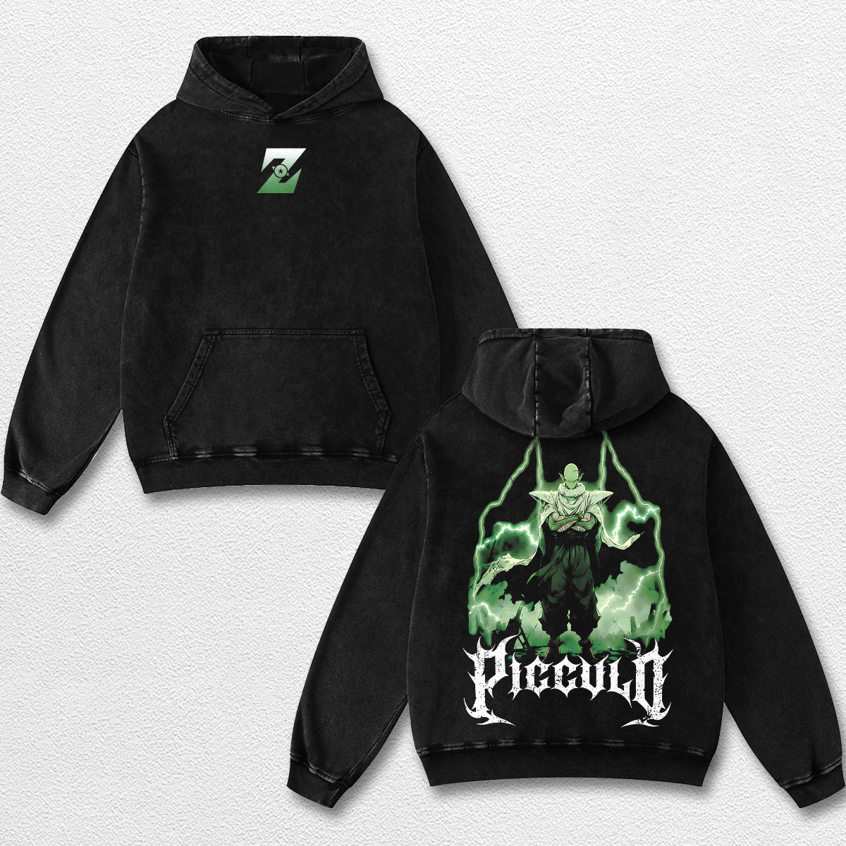 Retro Piccolo- Dragon Ball Z Oversize Lightweight Acid Washed Hoodie Sweatshirt Tee, Anime Graphic Design – image 2