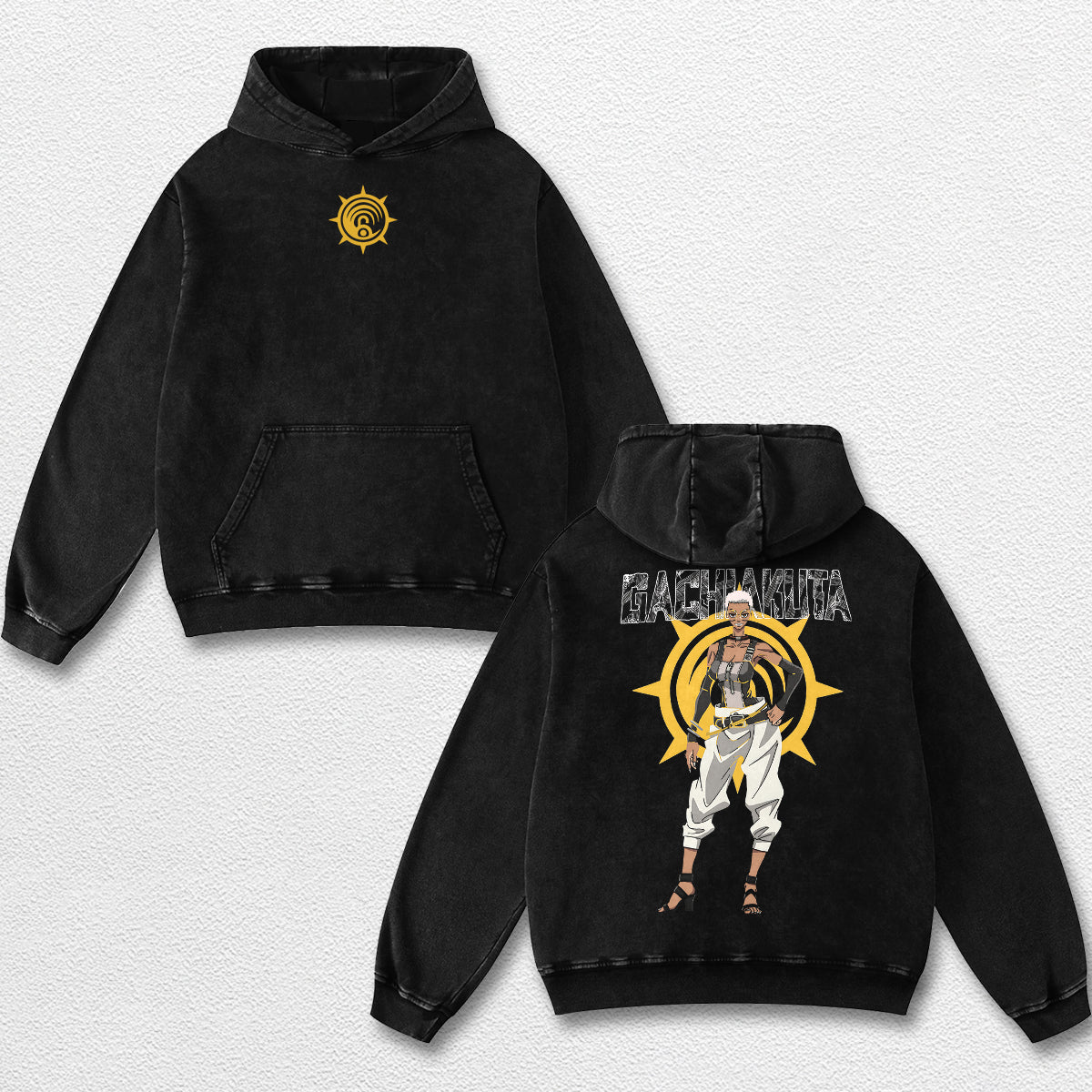 Retro Semiu Grier - Gachiakuta Oversize Lightweight Acid Washed Hoodie Sweatshirt Tee, Anime Graphic Desi – image 1