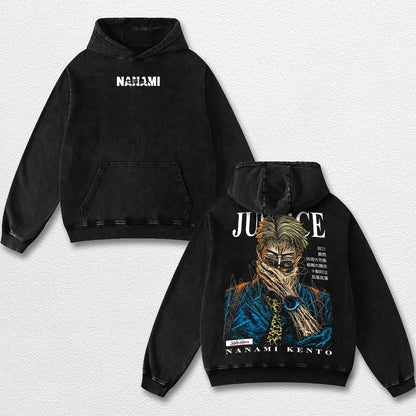 Retro Kento Nanami - Jujutsu Kaisen Oversize Lightweight Acid Washed Hoodie Sweatshirt Tee, Anime Graphic – image 2