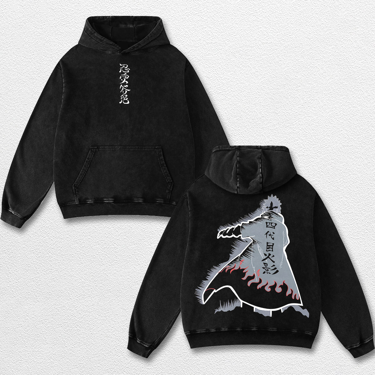 Retro Minato Namikaze Hokage - Naruto Oversize Lightweight Acid Washed Hoodie Sweatshirt Tee, Anime Graph – image 2