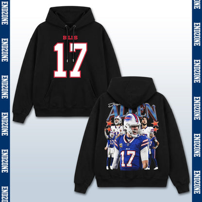 Josh Allen Buffalo Bills #17 Multi-Photo Action Vintage Graphic Hoodie Sweatshirt T-Shirt, NFL  – Black