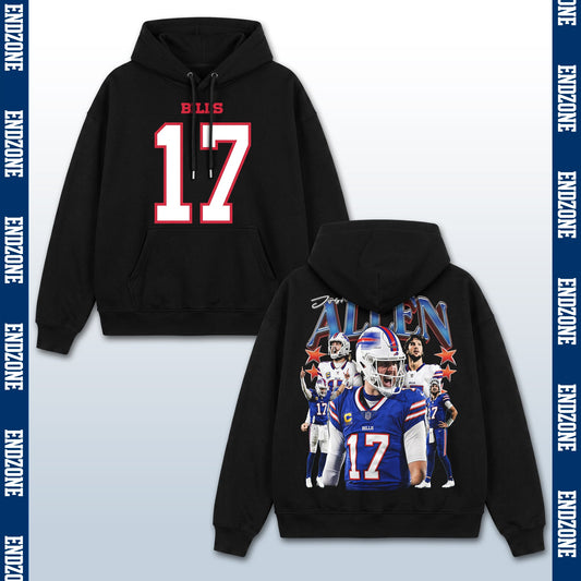 Josh Allen Buffalo Bills #17 Multi-Photo Action Vintage Graphic Hoodie Sweatshirt T-Shirt, NFL  – Black
