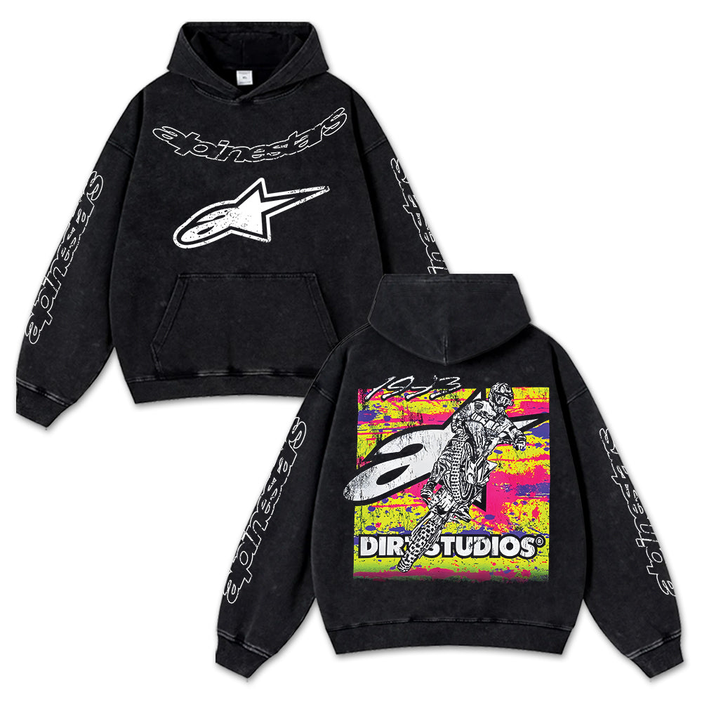 Retro Alpinestars Dirty 1993 Racing Washed Hoodie MotoGP World Champion Enthusiast Apparel Streetwear Rac – image 1