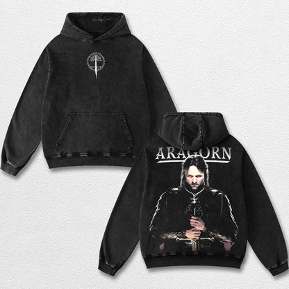 Retro Aragorn Vintage Washed T Shirt – Lord of the Rings Graphic Tee, LOTR Aragorn Shirt, White Tree of G – image 3