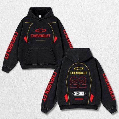 Retro 22 Chevrolet Racing Washed Hoodie MotoGP World Champion Enthusiast Apparel Streetwear Racing Team S – image 1