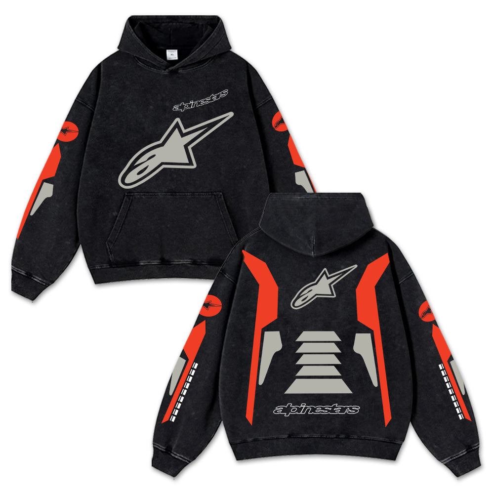 Retro Alpinestars Sport Racing Washed Hoodie MotoGP World Champion Enthusiast Apparel Streetwear Racing T – image 1