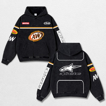 Retro Alpinestars A&W Root Beer Racing Washed Hoodie MotoGP World Champion Enthusiast Apparel Streetwear  – image 1
