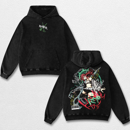 Retro Riyo Reaper - Gachiakuta Oversize Lightweight Acid Washed Hoodie Sweatshirt Tee, Anime Graphic Desi – image 2