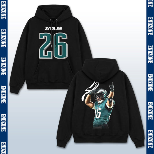 Saquon Barkley Philadelphia Eagles #26 Pointing Celebration Vintage Graphic Hoodie Sweatshirt T – Black