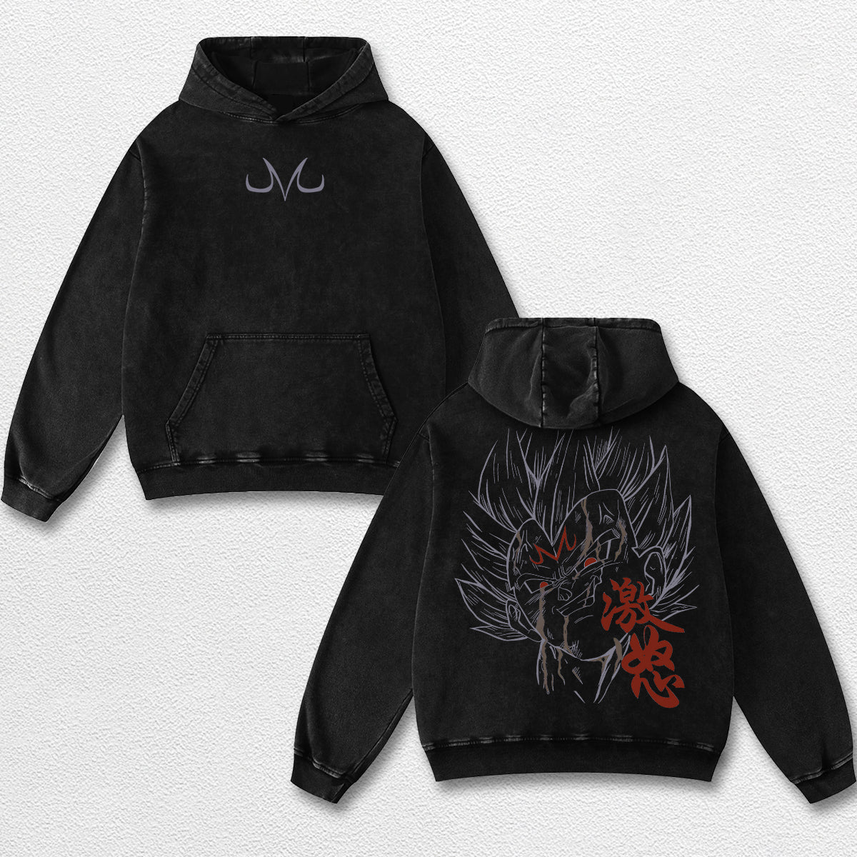 Retro Majin Vegeta - Dragon Ball Z Oversize Lightweight Acid Washed Hoodie Sweatshirt Tee, Anime Graphic  – image 2