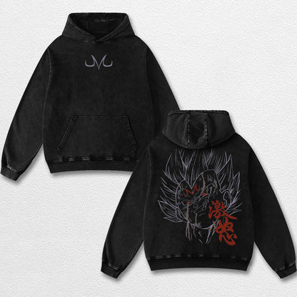 Retro Majin Vegeta - Dragon Ball Z Oversize Lightweight Acid Washed Hoodie Sweatshirt Tee, Anime Graphic  – image 2