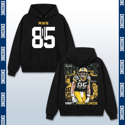 Tucker Kraft Green Bay Packers #85 Kraft, Panck, Cheese Vintage Graphic Hoodie Sweatshirt T-Shi – Black