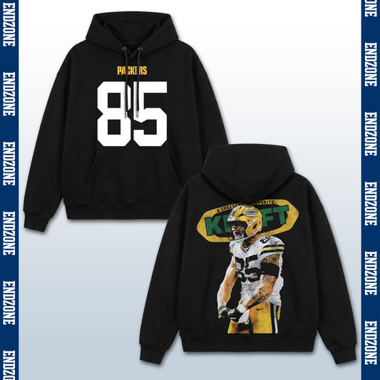 Tucker Kraft Green Bay Packers #85 A Cheesehead Favorite Vintage Graphic Hoodie Sweatshirt T-Sh – Black