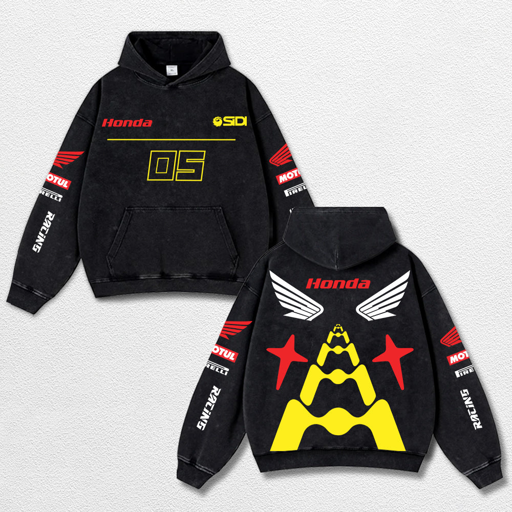 Retro Honda 05 Racing Washed Hoodie MotoGP World Champion Enthusiast Apparel Streetwear Racing Team Super – image 1