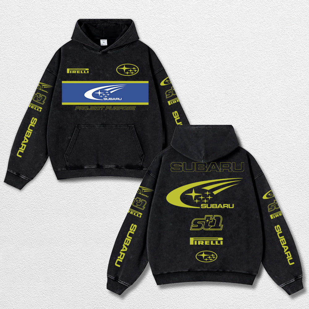 Retro Subaru ST1 Racing Washed Hoodie Fomula 1 World Champion Enthusiast Apparel Streetwear Racing Team S – image 1