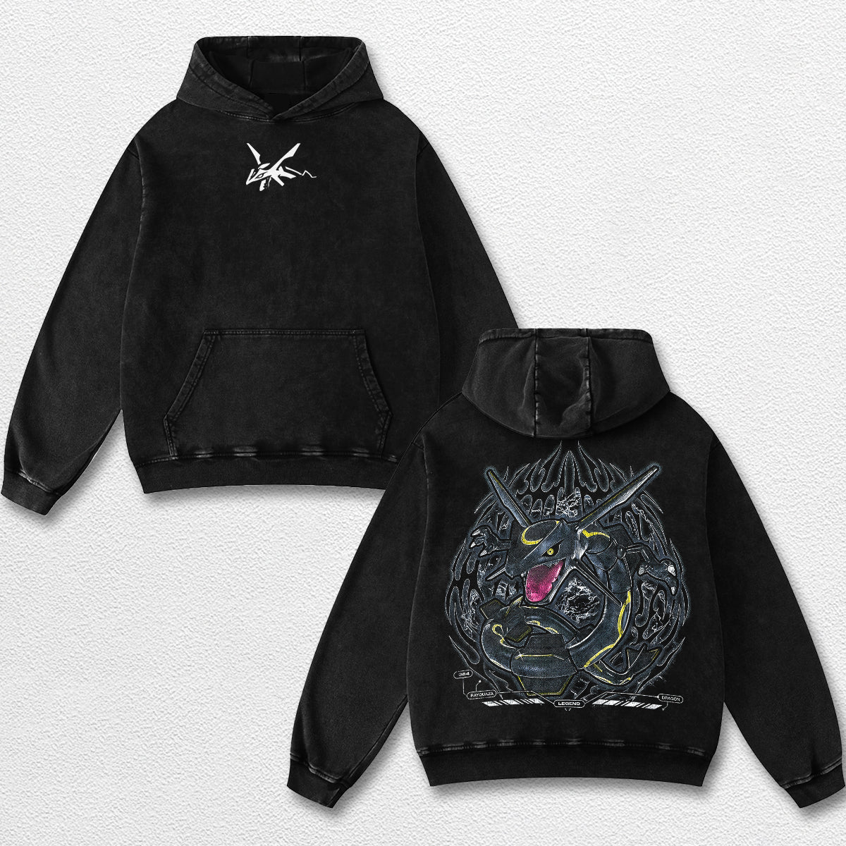 Retro Rayquaza - Pokemon Oversize Lightweight Acid Washed Hoodie Sweatshirt Tee, Anime Graphic Design Uni – image 2