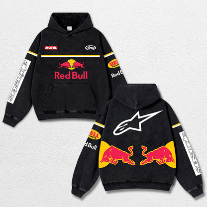 Retro Alpinestars Red Bull Racing Washed Hoodie MotoGP World Champion Enthusiast Apparel Streetwear Racin – image 1