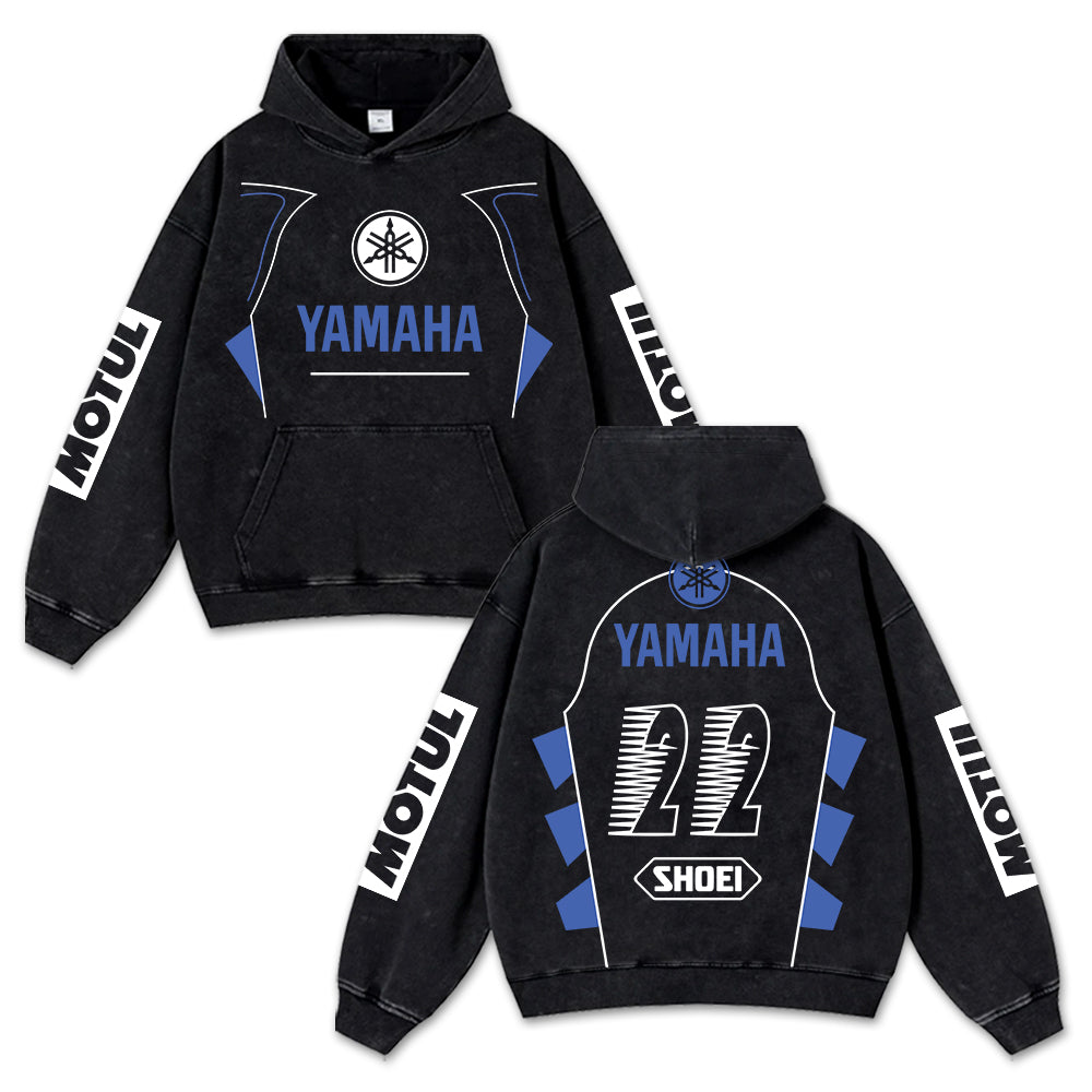 Retro Motul Yamaha Racing Washed Hoodie MotoGP World Champion Enthusiast Apparel Streetwear Racing Team S – image 1