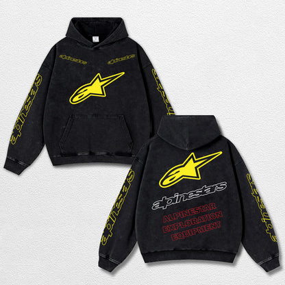 Retro Alpinestars Exploration Equipment Racing Washed Hoodie MotoGP World Champion Enthusiast Apparel Str – image 1