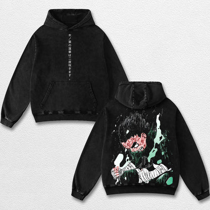 Retro  Rock Lee - Naruto Oversize Lightweight Acid Washed Hoodie Sweatshirt Tee, Anime Graphic Design Uni – image 2